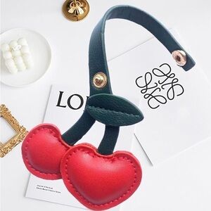 Cherry and leaves purse bag accessory clip